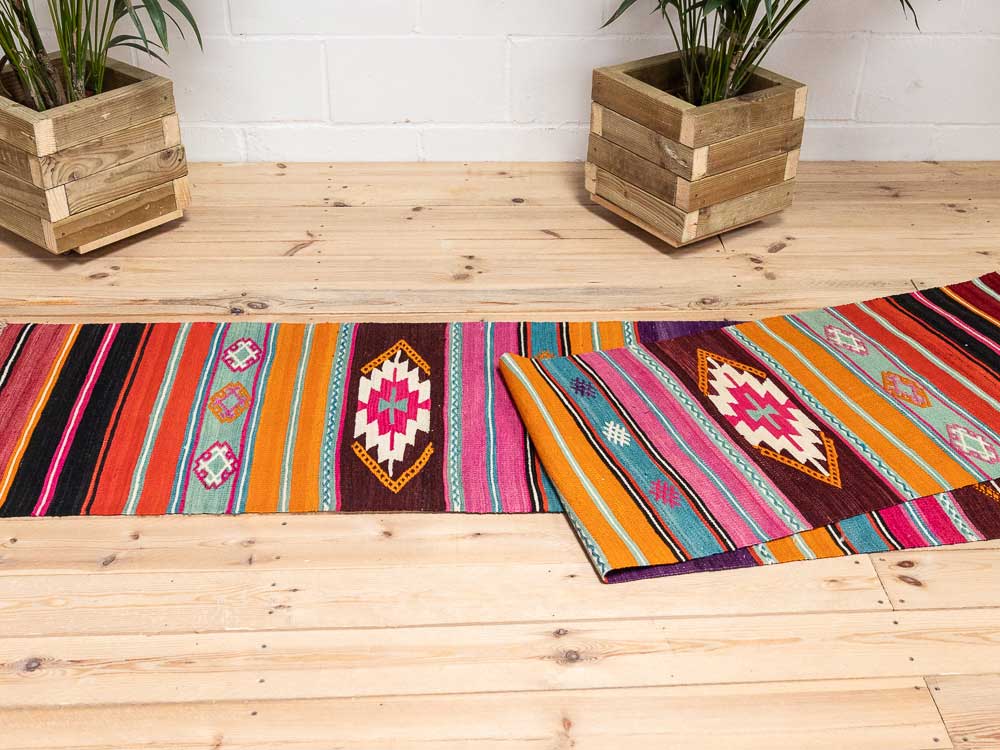 12649 Long Turkish Acipayam Kilim Runner Rug 61x529cm (2 x 17.4ft)