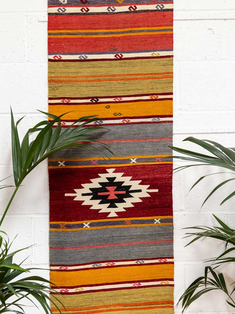 12650 Extra Long Turkish Acipayam Kilim Runner Rug 56x834cm (1.10 x 27.4ft)