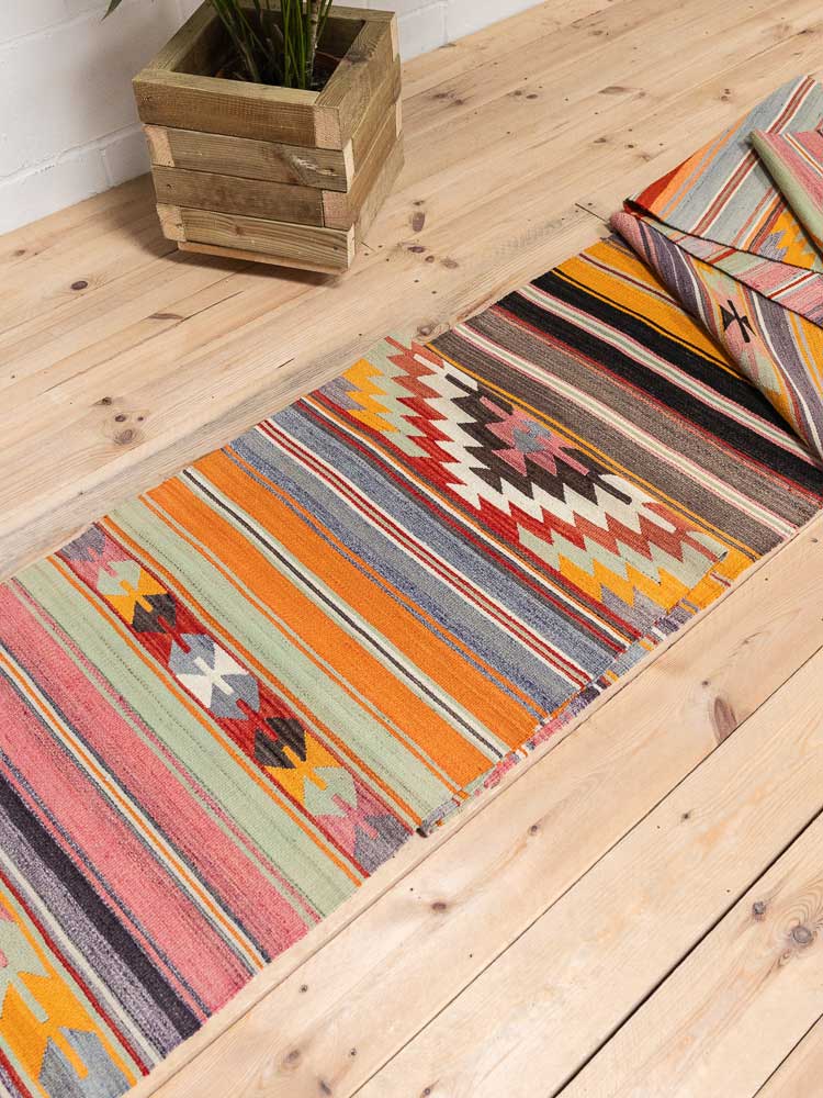 12651 Extra Long Turkish Acipayam Kilim Runner Rug 65x820cm (2.1 x 26.11ft)