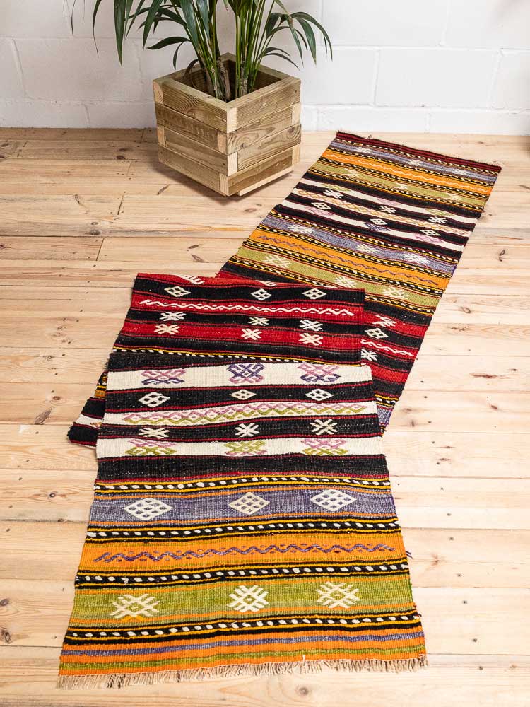 12653 Long Turkish Konya Kilim Runner Rug 62x392cm (2.0 x 12.10ft