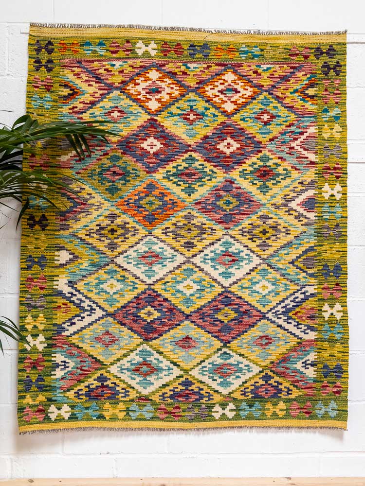 12655 Afghan Vegetable Dyed Kilim Rug 140x169cm (4.7 x 5.6ft)