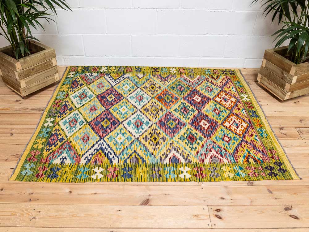 12655 Afghan Vegetable Dyed Kilim Rug 140x169cm (4.7 x 5.6ft)