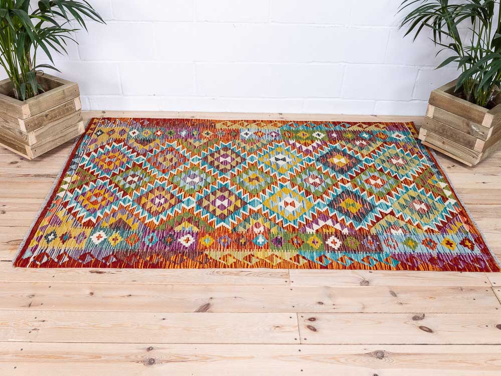 12656 Afghan Vegetable Dyed Kilim Rug 125x195cm (4.1 x 6.4ft)