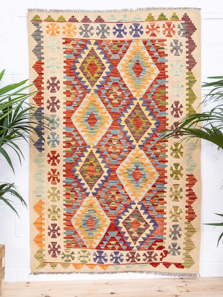 12659 Afghan Vegetable Dyed Kilim Rug 123x190cm (4.0 x 6.2ft)