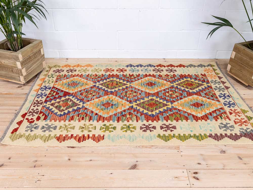 12659 Afghan Vegetable Dyed Kilim Rug 123x190cm (4.0 x 6.2ft)