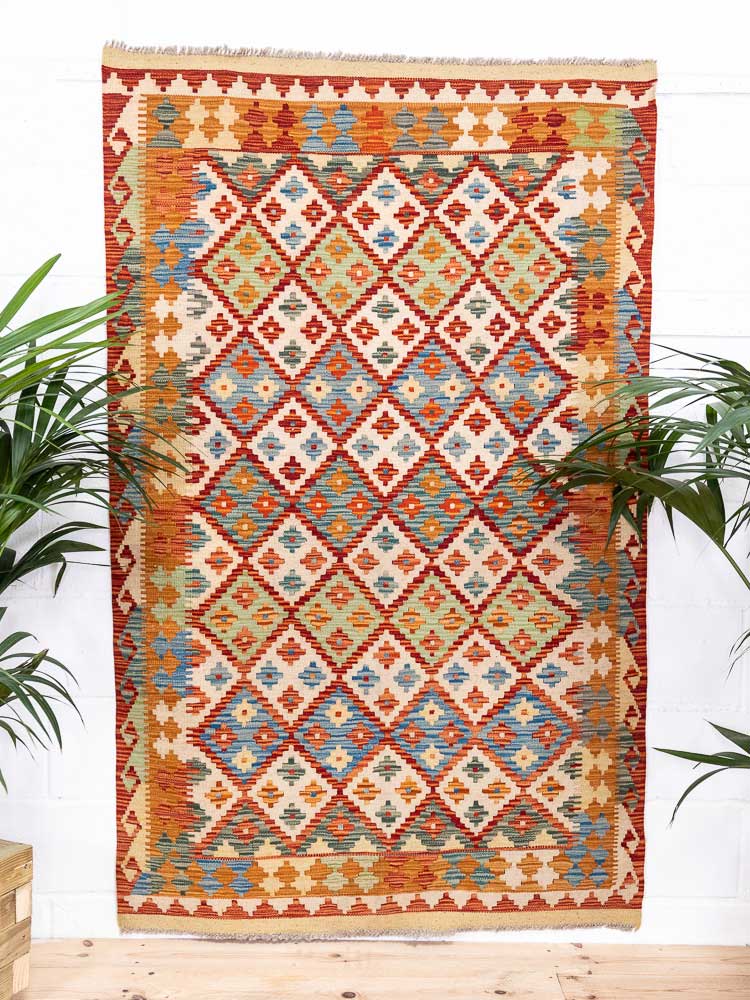 12661 Afghan Vegetable Dyed Kilim Rug 120x191cm (3.11 x 6.3ft)