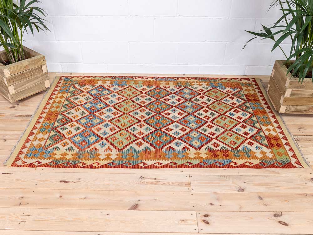 12661 Afghan Vegetable Dyed Kilim Rug 120x191cm (3.11 x 6.3ft)