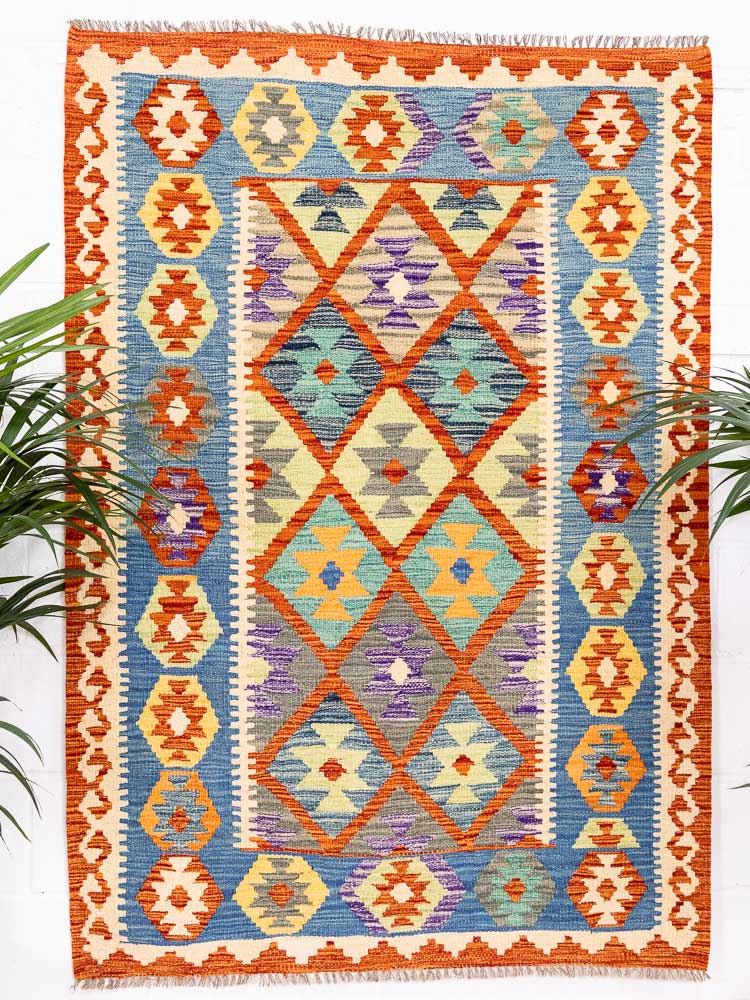 12662 Afghan Vegetable Dyed Kilim Rug 123x177cm (4.0 x 5.9ft)