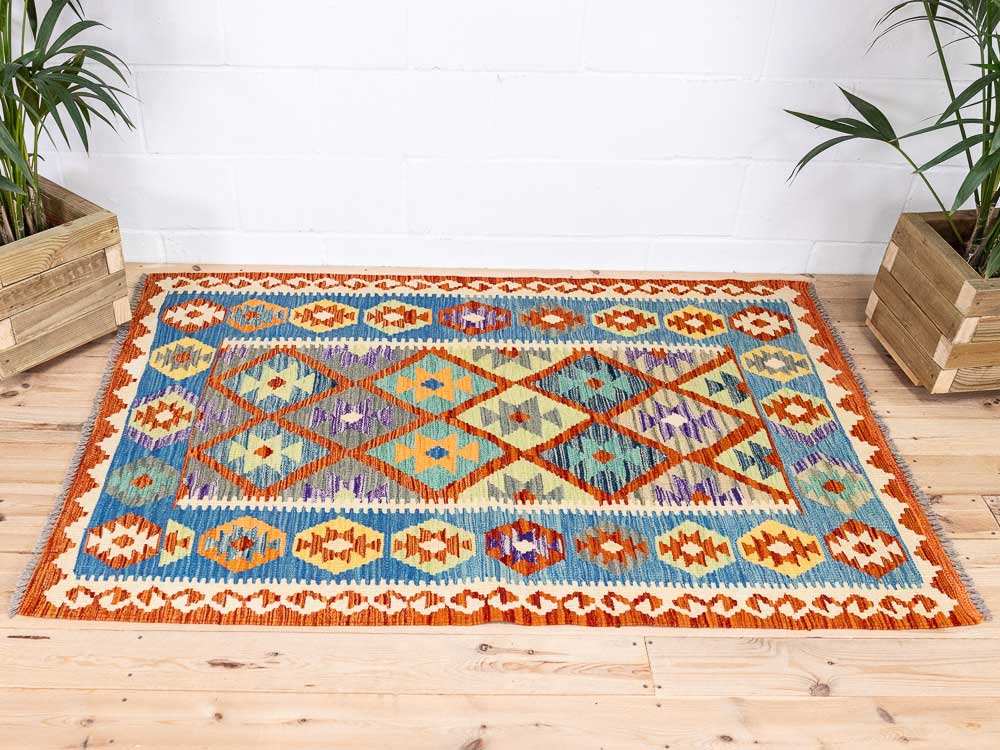 12662 Afghan Vegetable Dyed Kilim Rug 123x177cm (4.0 x 5.9ft)