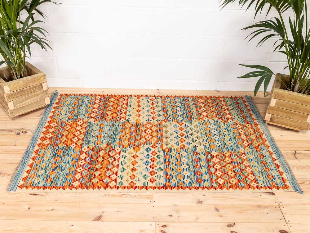 12664 Afghan Vegetable Dyed Kilim Rug 123x189cm (4.0 x 6.2ft)