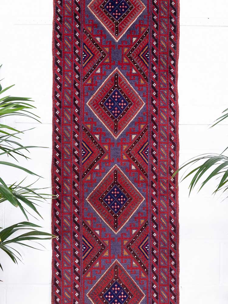 12667 Afghan Moshwani Mixed Weave Runner Rug 65x270cm (2.1 x 8.10ft)