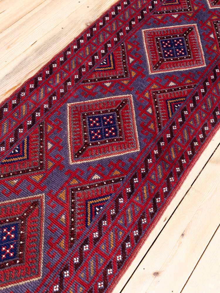 12667 Afghan Moshwani Mixed Weave Runner Rug 65x270cm (2.1 x 8.10ft)