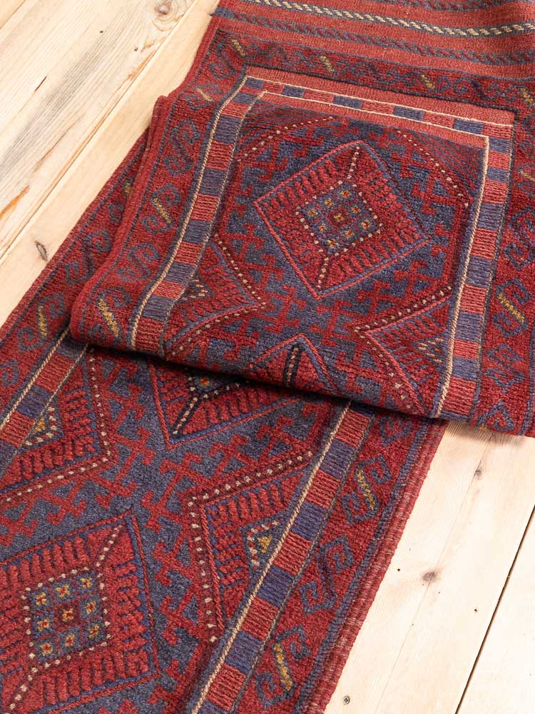 12668 Afghan Moshwani Mixed Weave Runner Rug 59x241cm (1.11 x 7.11ft)