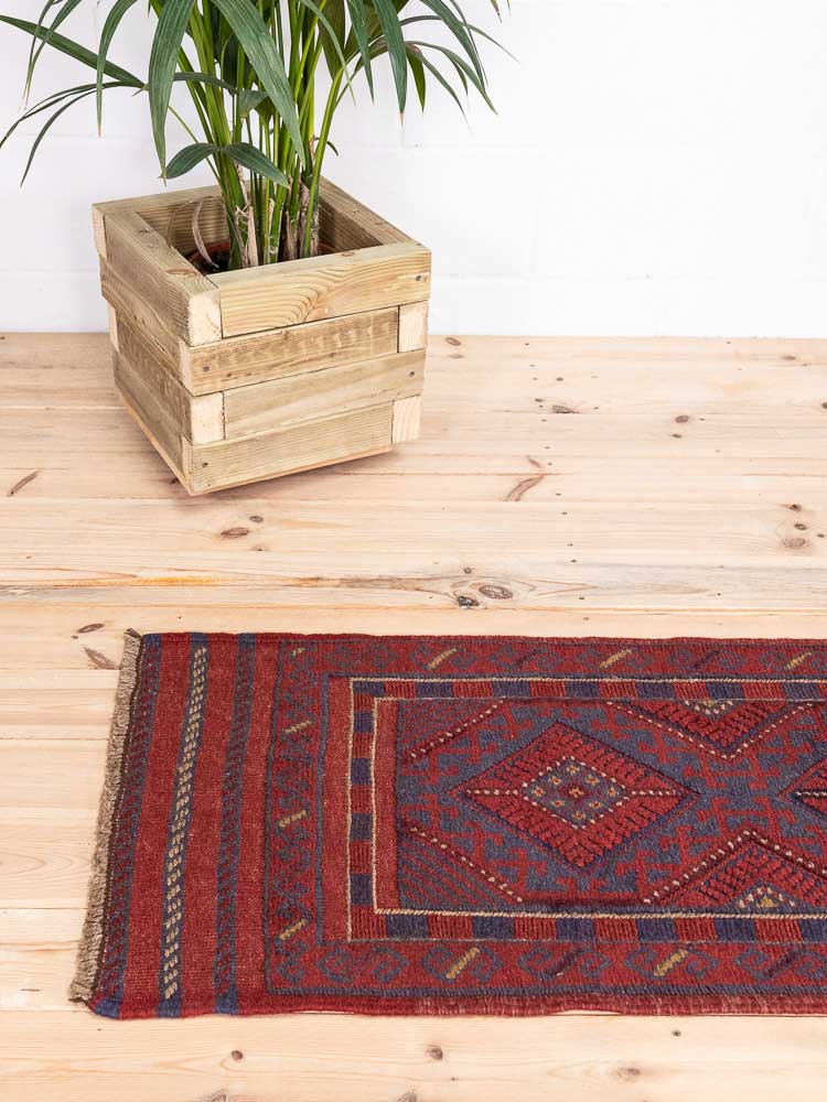 12668 Afghan Moshwani Mixed Weave Runner Rug 59x241cm (1.11 x 7.11ft)