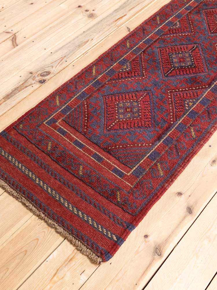 12668 Afghan Moshwani Mixed Weave Runner Rug 59x241cm (1.11 x 7.11ft)