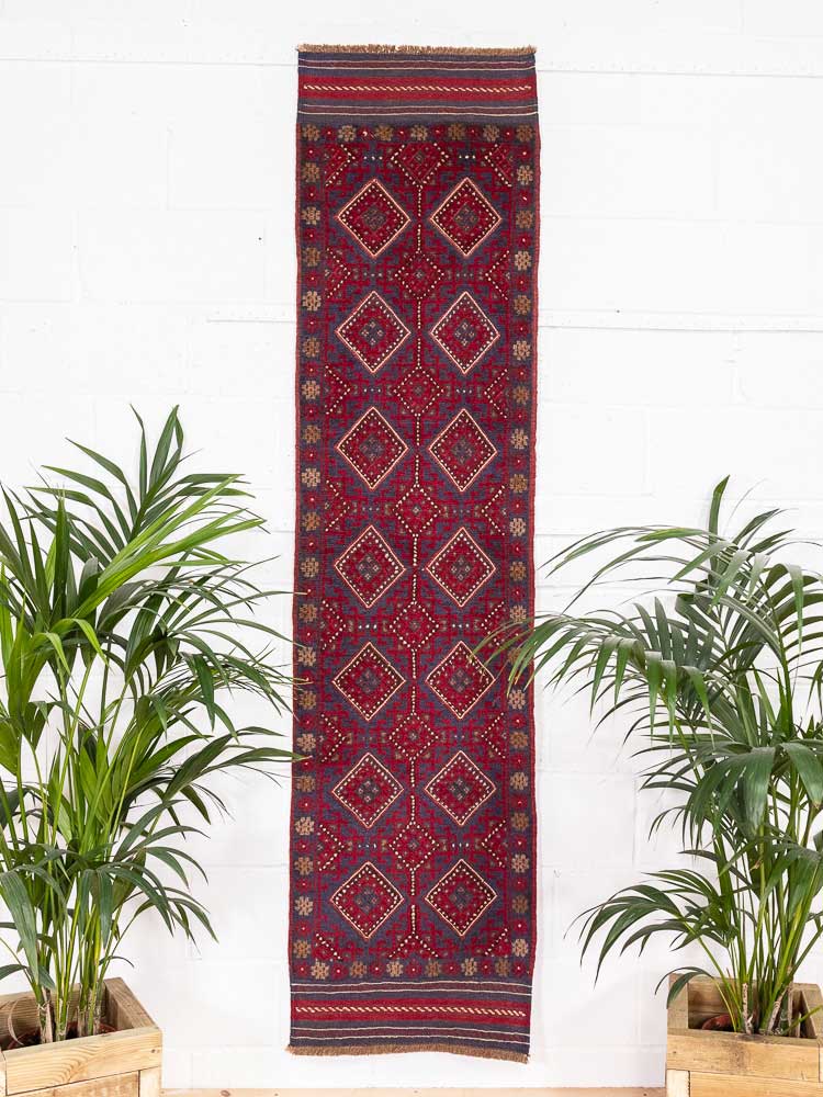 12669 Afghan Moshwani Mixed Weave Runner Rug 61x243cm (2 x 7.11ft)