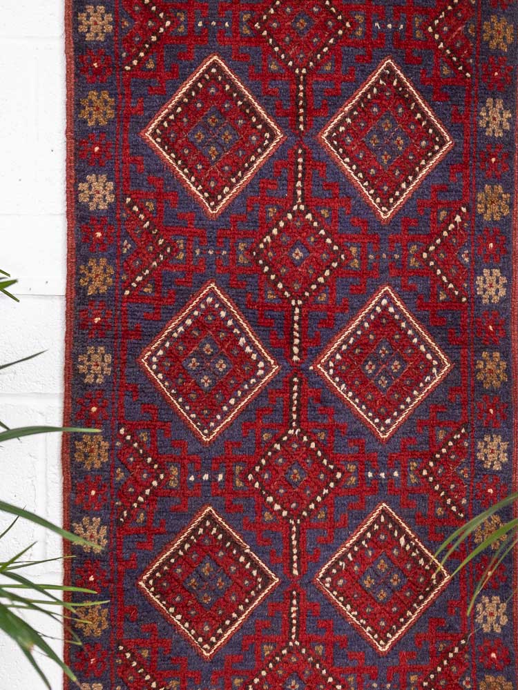 12669 Afghan Moshwani Mixed Weave Runner Rug 61x243cm (2 x 7.11ft)