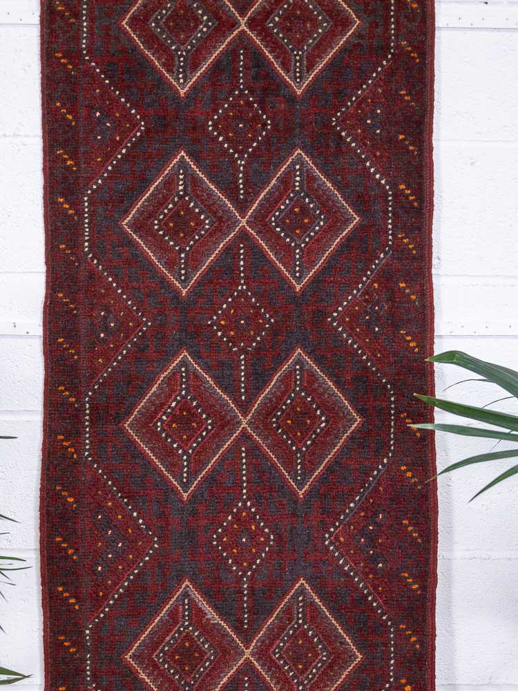 12670 Afghan Moshwani Mixed Weave Runner Rug 66x250cm (2.2 x 8.2ft)