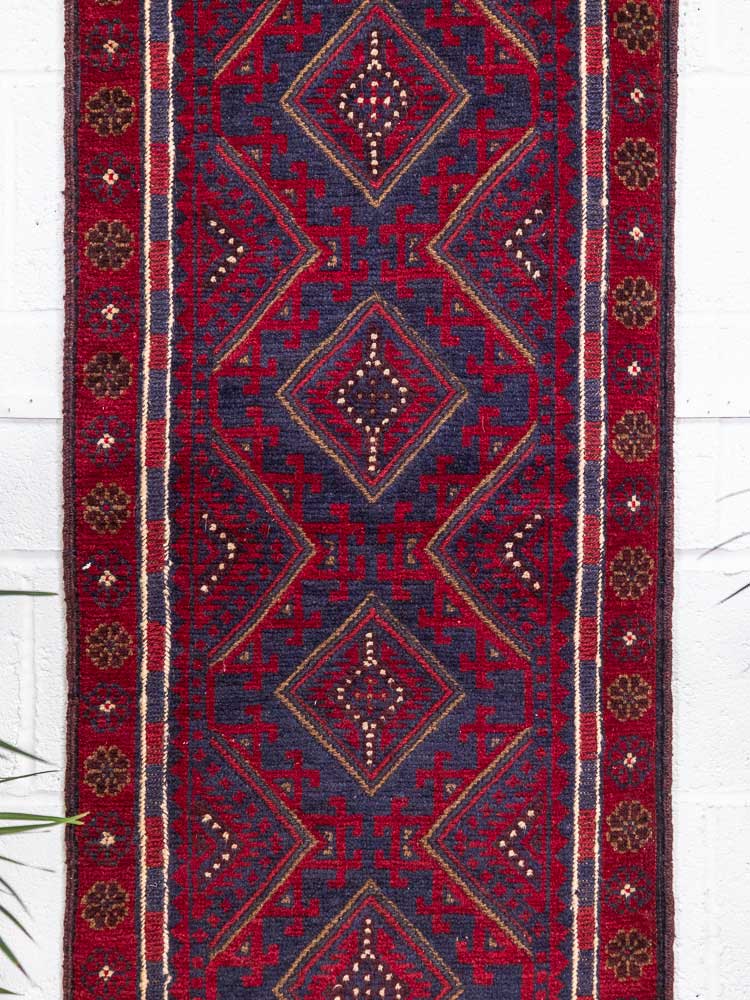 12671 Afghan Moshwani Mixed Weave Runner Rug 59x239cm (1.11 x 7.10ft)