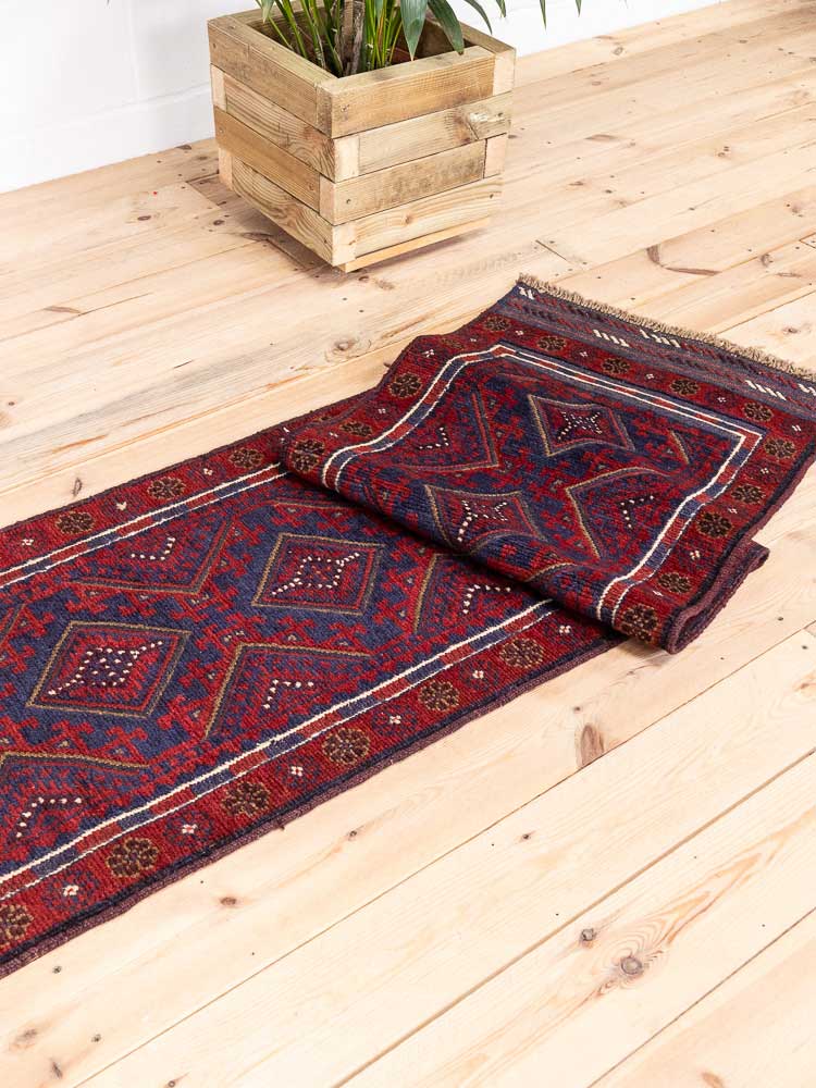 12671 Afghan Moshwani Mixed Weave Runner Rug 59x239cm (1.11 x 7.10ft)