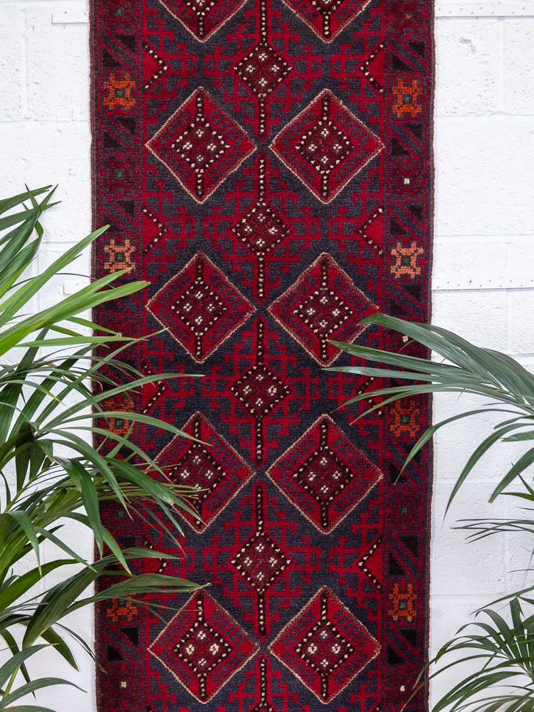 12672 Afghan Moshwani Mixed Weave Runner Rug 65x255cm (2.1 x 8.4ft)