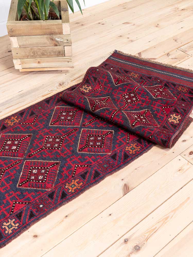 12672 Afghan Moshwani Mixed Weave Runner Rug 65x255cm (2.1 x 8.4ft)