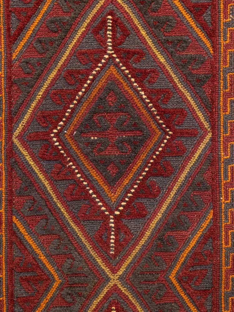 12673 Long Afghan Moshwani Mixed Weave Runner Rug 75x376cm (2.5 x 12.4ft)