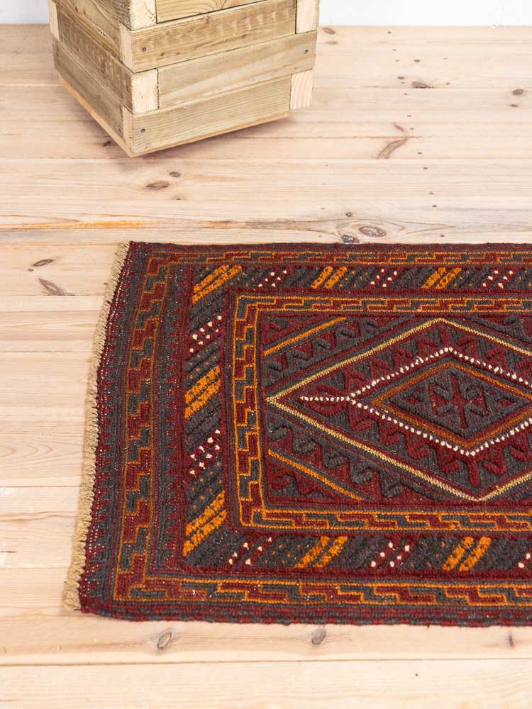 12673 Long Afghan Moshwani Mixed Weave Runner Rug 75x376cm (2.5 x 12.4ft)