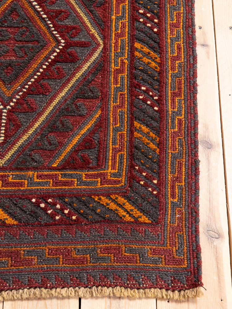 12673 Long Afghan Moshwani Mixed Weave Runner Rug 75x376cm (2.5 x 12.4ft)