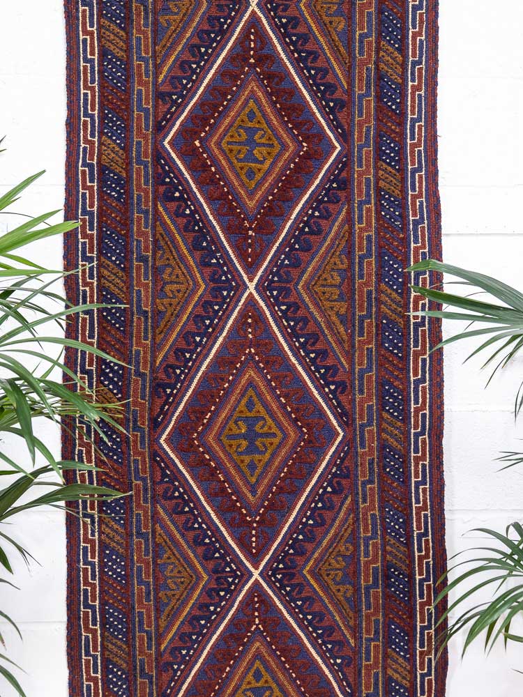 12674 Long Afghan Moshwani Mixed Weave Runner Rug 81x376cm (2.8 x 12.4ft)