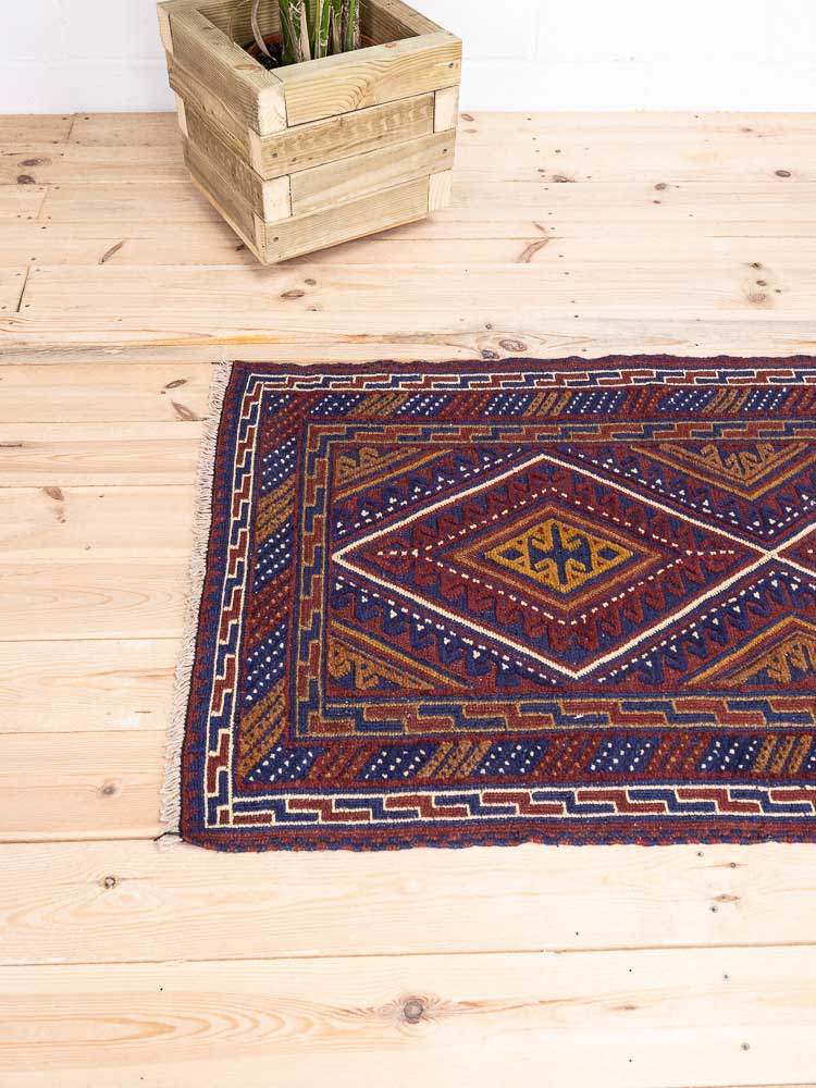 12674 Long Afghan Moshwani Mixed Weave Runner Rug 81x376cm (2.8 x 12.4ft)