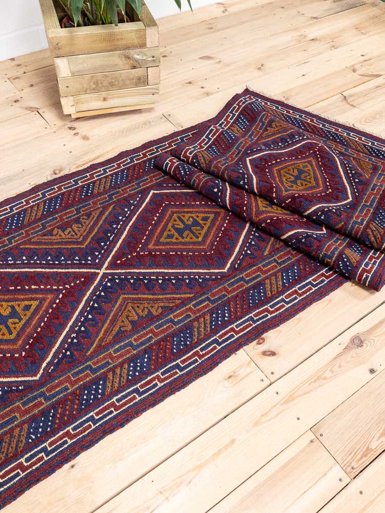 12674 Long Afghan Moshwani Mixed Weave Runner Rug 81x376cm (2.8 x 12.4ft)