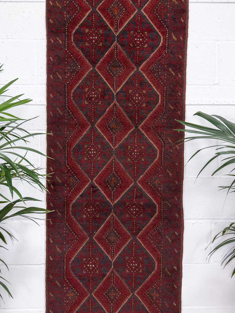 12675 Long Afghan Moshwani Mixed Weave Runner Rug 71x343cm (2.4 x 11.3ft)