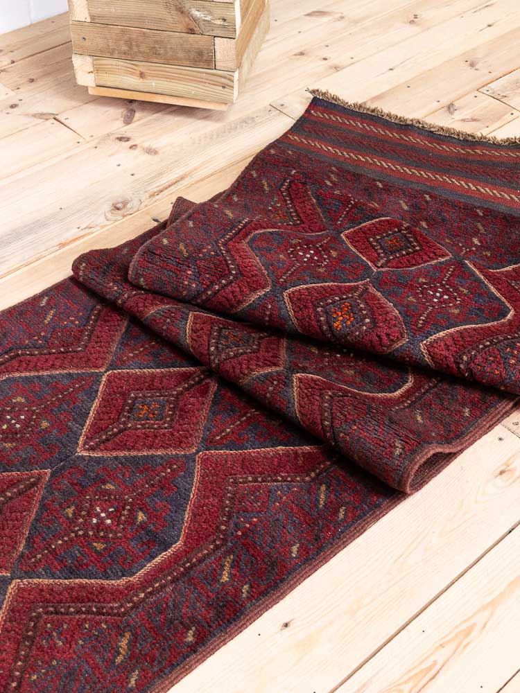 12675 Long Afghan Moshwani Mixed Weave Runner Rug 71x343cm (2.4 x 11.3ft)