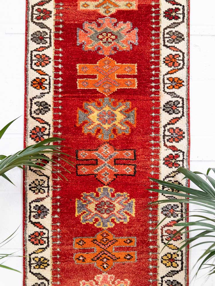 12682 Long Vintage Kurdish Herki Carpet Runner Rug 66x366cm (2.2 x 12ft)