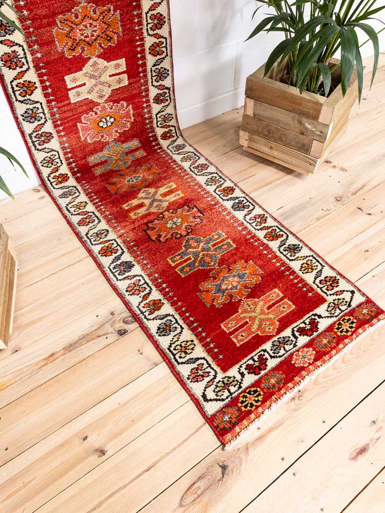 12682 Long Vintage Kurdish Herki Carpet Runner Rug 66x366cm (2.2 x 12ft)