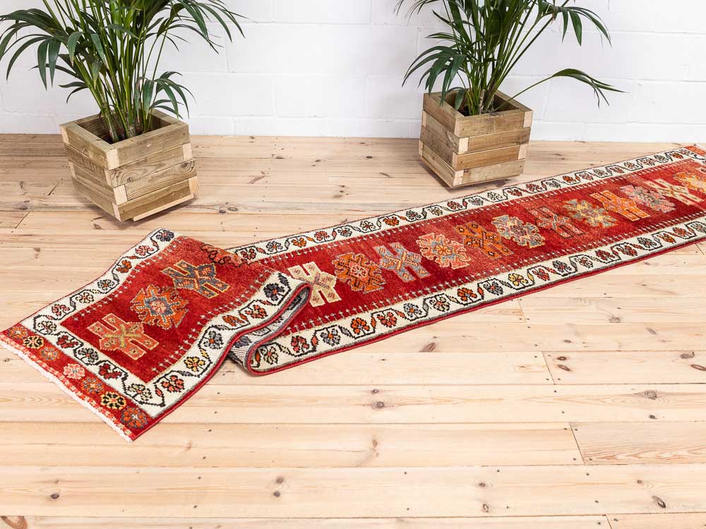 12682 Long Vintage Kurdish Herki Carpet Runner Rug 66x366cm (2.2 x 12ft)