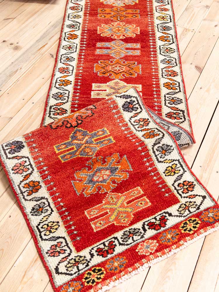 12682 Long Vintage Kurdish Herki Carpet Runner Rug 66x366cm (2.2 x 12ft)