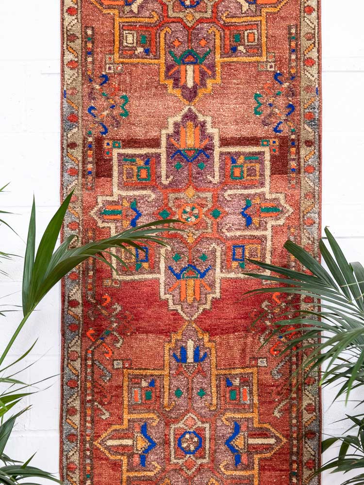 12683 Long Vintage Kurdish Herki Carpet Runner Rug 79x380cm (2.7 x 12.5ft)