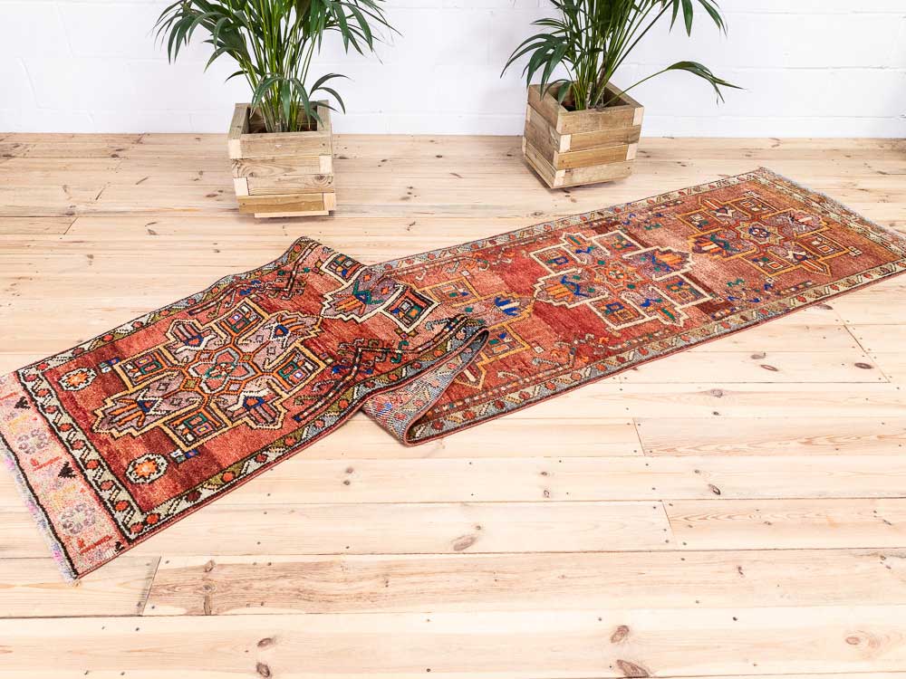 12683 Long Vintage Kurdish Herki Carpet Runner Rug 79x380cm (2.7 x 12.5ft)