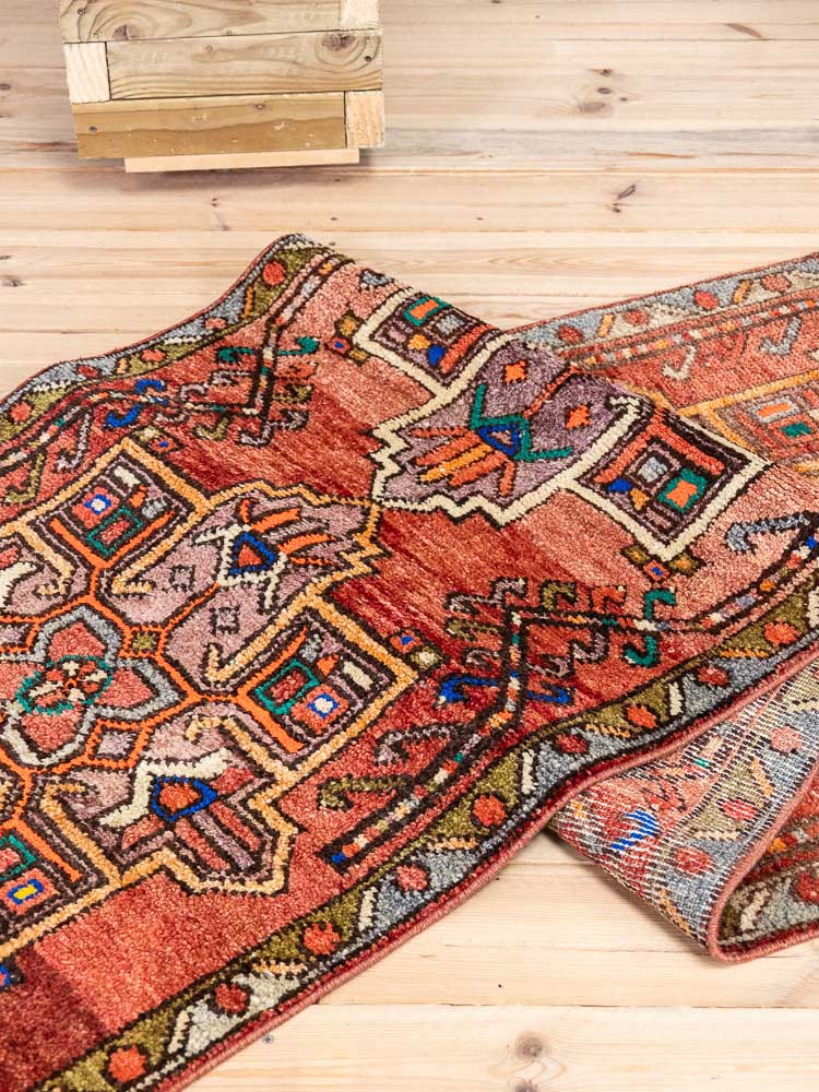 12683 Long Vintage Kurdish Herki Carpet Runner Rug 79x380cm (2.7 x 12.5ft)