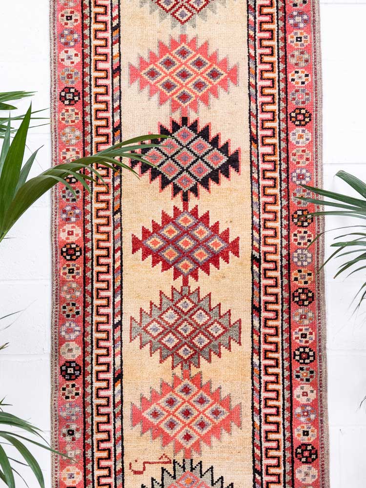 12684 Long Vintage Kurdish Herki Carpet Runner Rug 85x412cm (2.9 x 13.6ft)