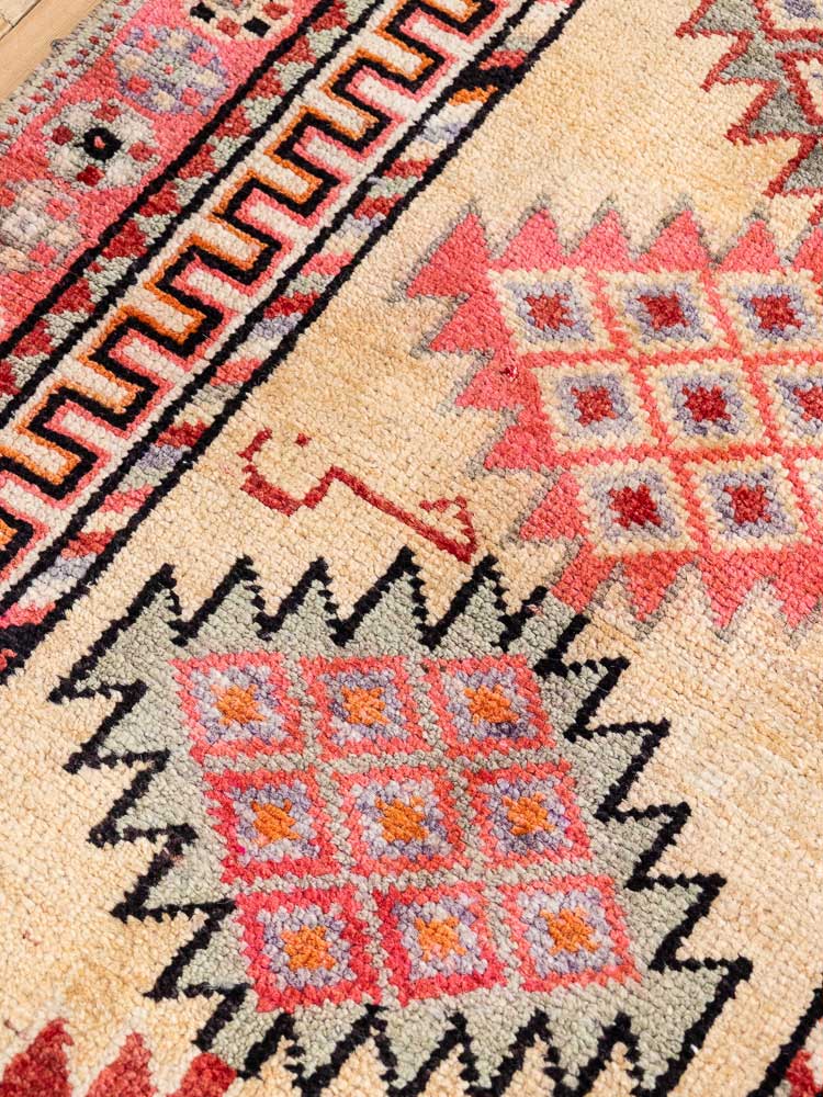 12684 Long Vintage Kurdish Herki Carpet Runner Rug 85x412cm (2.9 x 13.6ft)