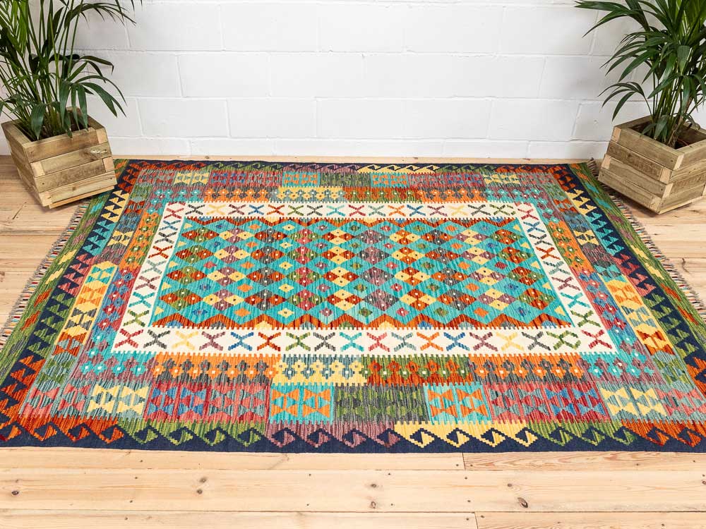 12690 Afghan Vegetable Dyed Kilim Rug 184x247cm (6.0 x 8.1ft)