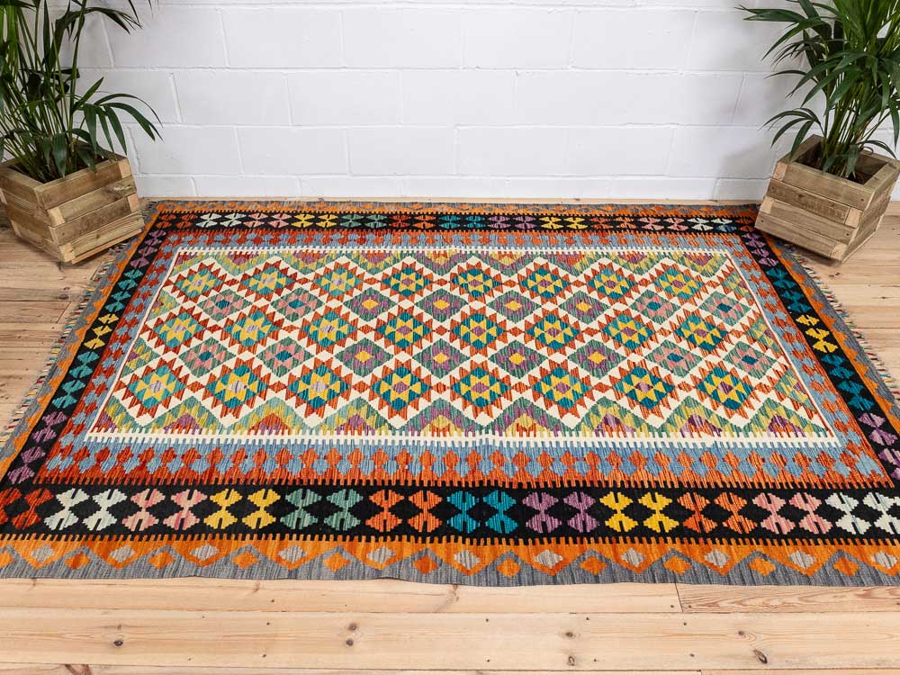 12694 Afghan Vegetable Dyed Kilim Rug 184x257cm (6.0 x 8.5ft)