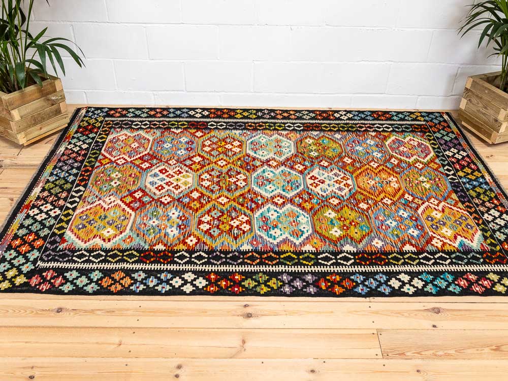 12695 Afghan Vegetable Dyed Kilim Rug 163x249cm (5.4 x 8.2ft)