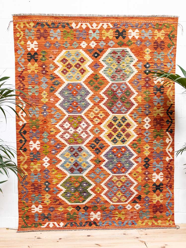 12699 Afghan Vegetable Dyed Kilim Rug 152x202cm (4.11 x 6.7ft)