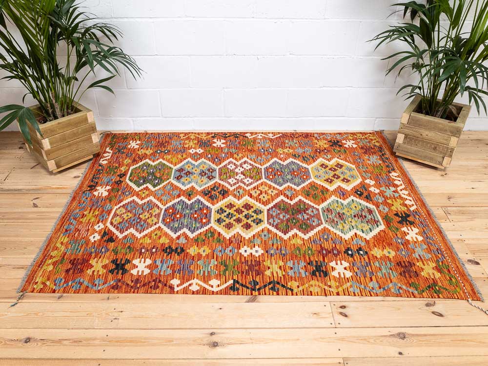 12699 Afghan Vegetable Dyed Kilim Rug 152x202cm (4.11 x 6.7ft)