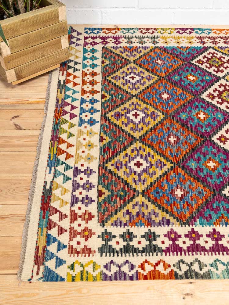 12700 Afghan Vegetable Dyed Kilim Rug 155x200cm (5.1 x 6.6ft)