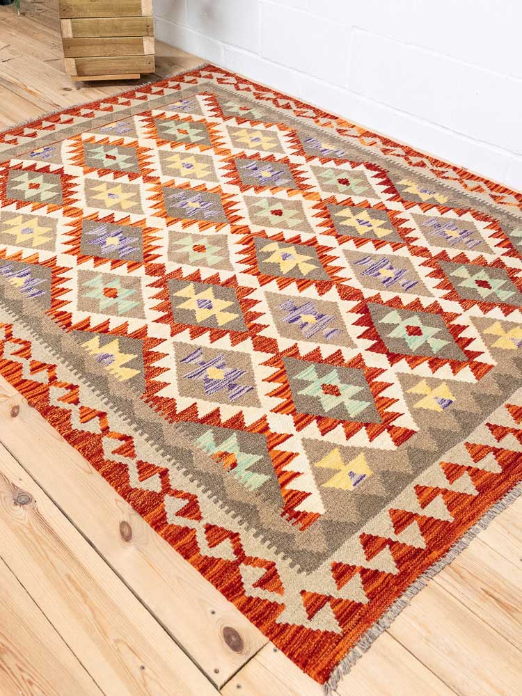 12701 Afghan Vegetable Dyed Kilim Rug 157x204cm (5.1 x 6.8ft)